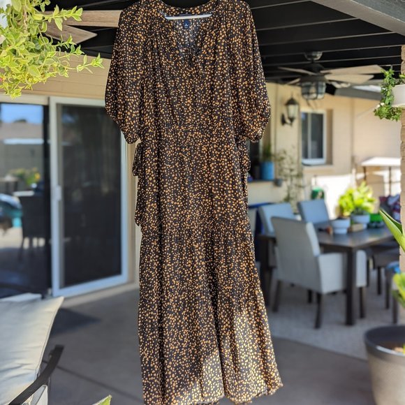 Split Neck Tiered Midi Dress by Scoop - Picture 2 of 5